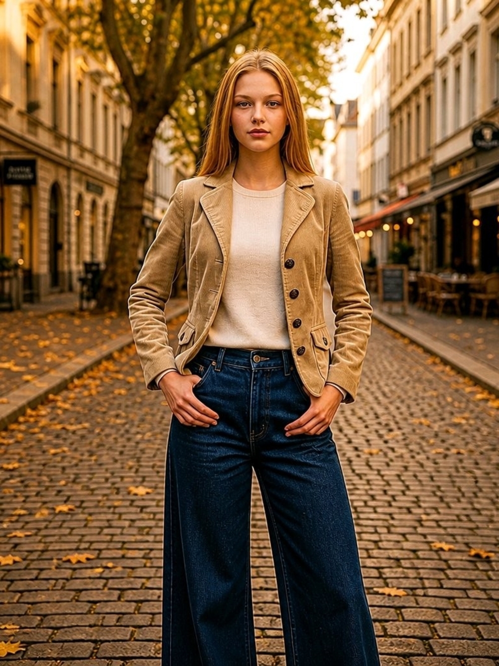 Vintage Tommy Hilfiger Beige Corduroy Blazer Jacket - Made In May 2006 (Y2K)